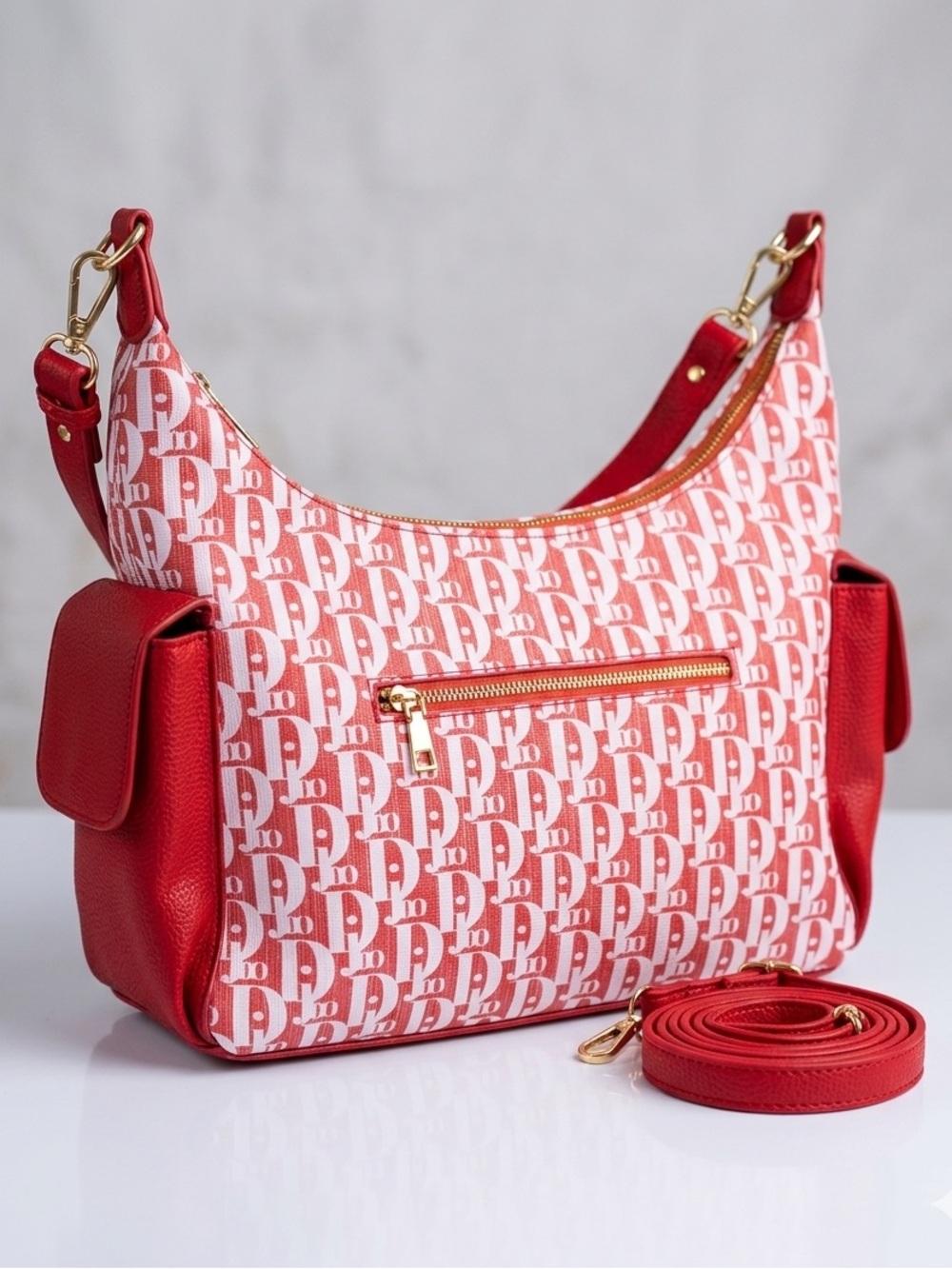 New Red Logo Jacquard Shoulder Bag - Women